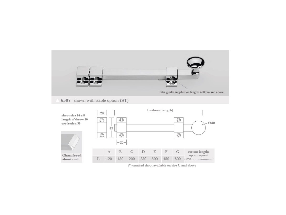Шпингалет Frank Allart 6507C полированный хром