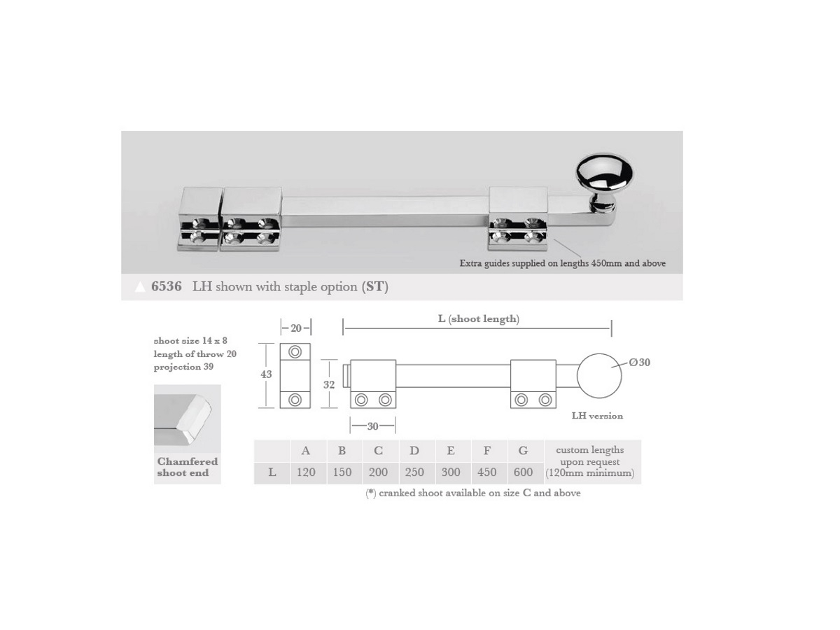 Шпингалет Frank Allart 6536D полированный хром