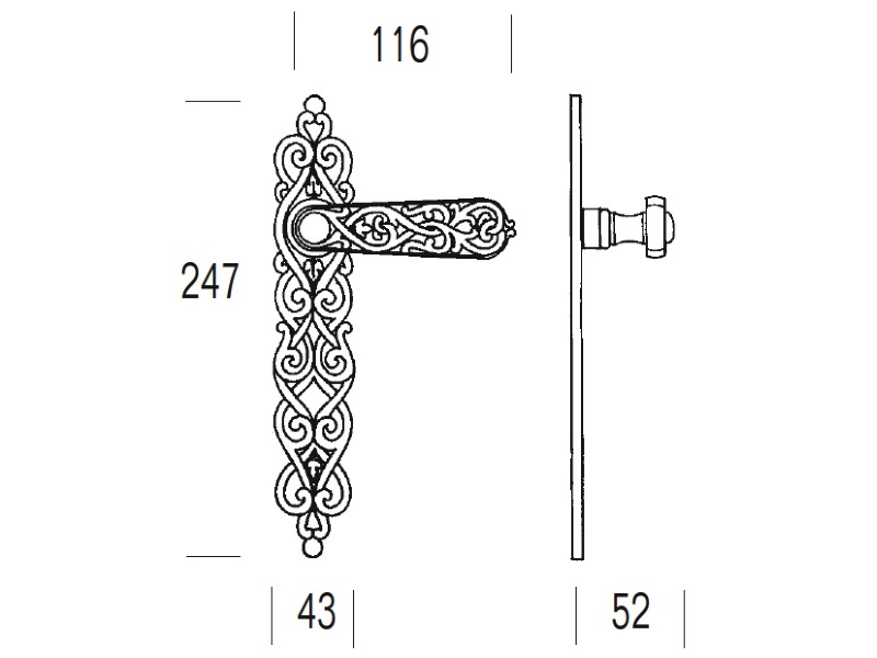 Дверная ручка на планке Salice Paolo IL CAIRO 4306