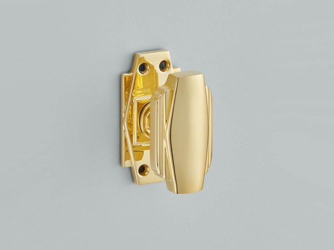 Дверная ручка-кноб на розетке Croft Art Deco 7005 полированная латунь