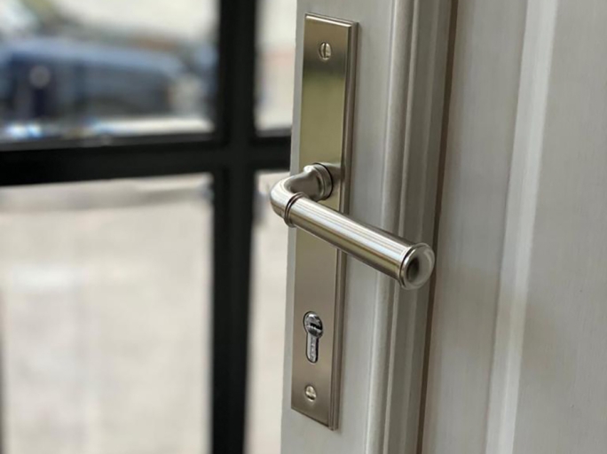 Ручка для балконной двери на узкой планке Frank Allart 7774597E01AA  матовый никель