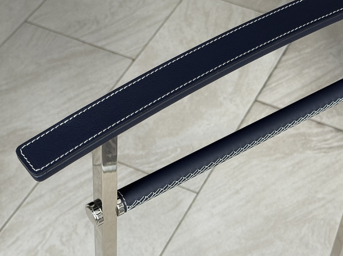 Напольная вешалка для одежды FURNITEK FG-092 из латуни и натуральной кожи полированный никель