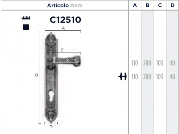 Дверная ручка на планке Enrico Cassina MARIE-LOUISE C12510