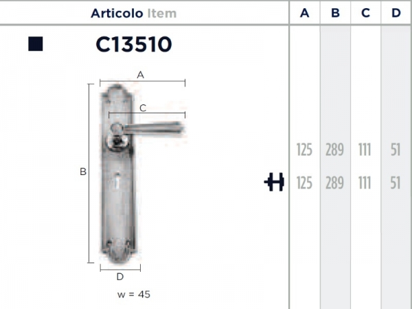 Дверная ручка на планке Enrico Cassina MATILDE C13510