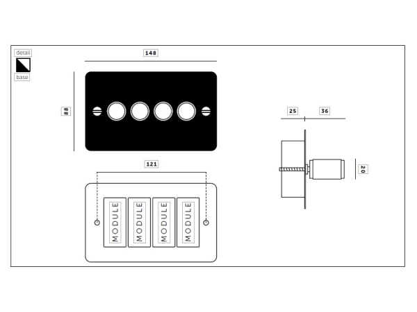 Диммер Buster & Punch четырехклавишный UK-DI-CO-4G-ST-BR-A хром
