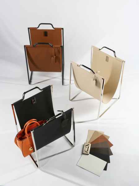 Подставки под сумки из латуни с натуральной кожей